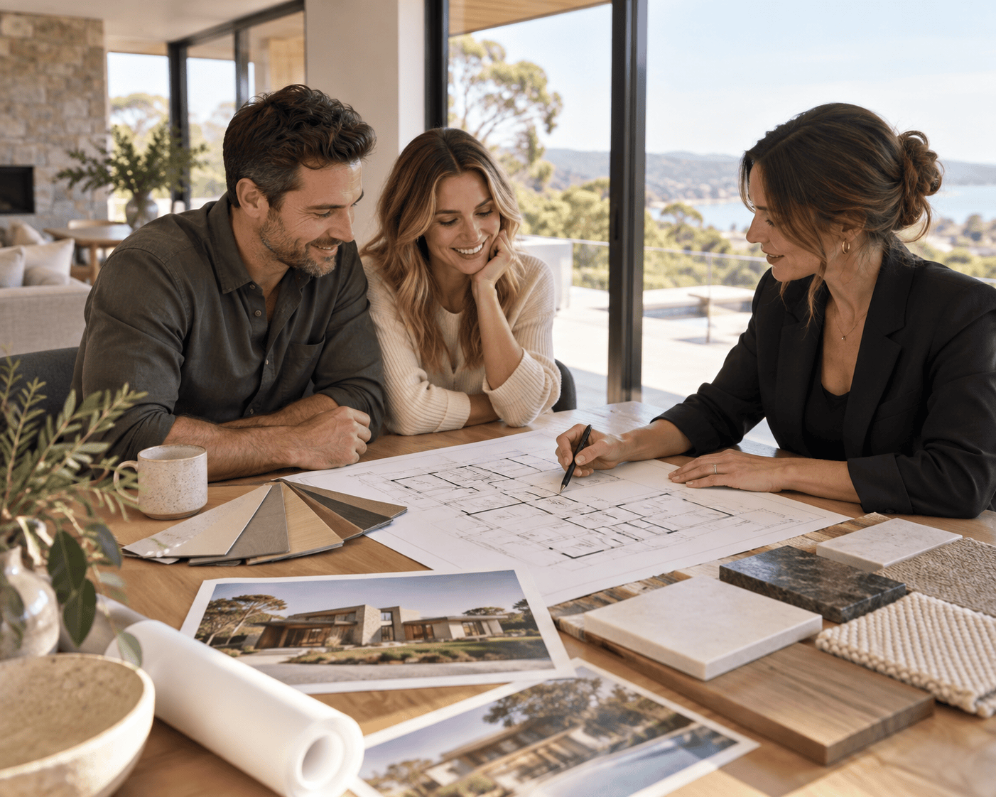 Custom home design plans and material selections
