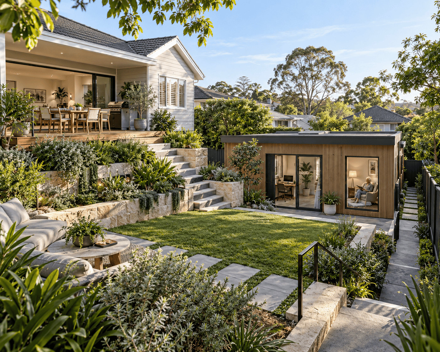 Custom granny flat and main residence designed for a Sydney property